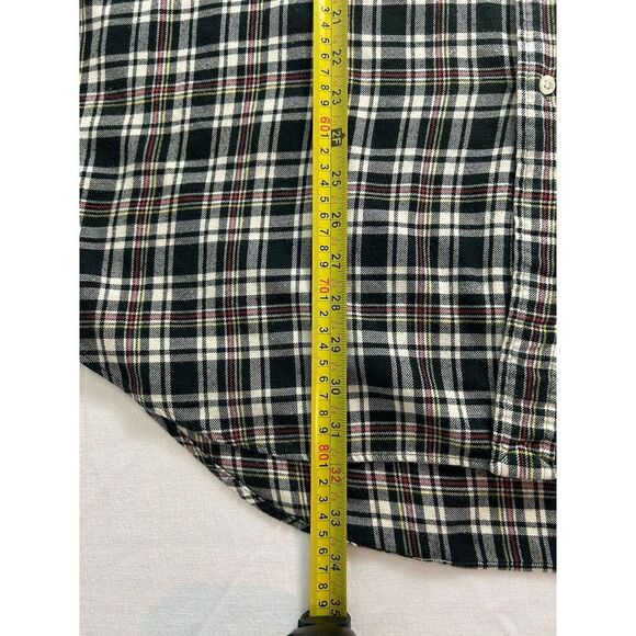 Ralph Lauren Black Long Sleeve Flannel Shirt Black White Plaid Mens Large - Picture 9 of 13